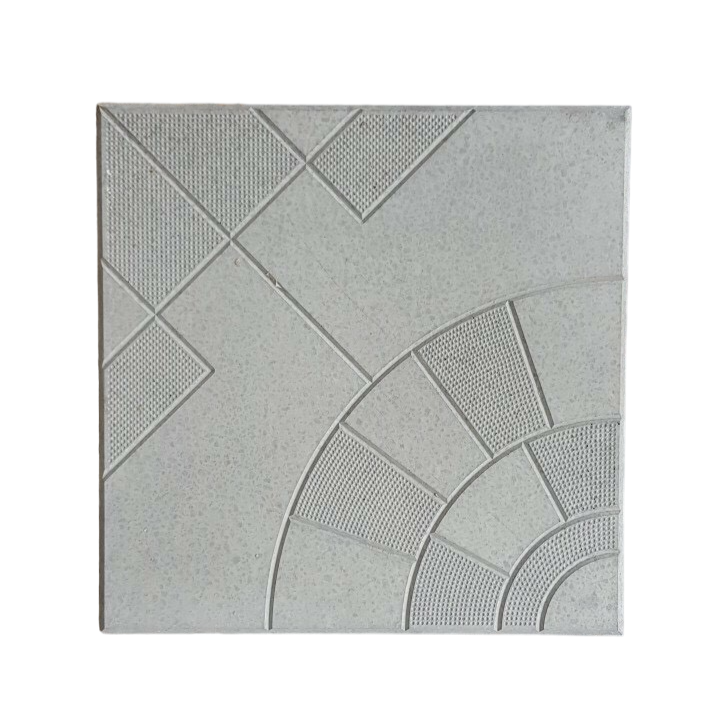 Gạch bê tông giả đá mặt nhám – hình vuông 40 x 40 x 4,5 cm – model ba vành màu xám